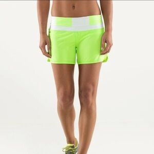 Women's Lime Green and White Shorts
